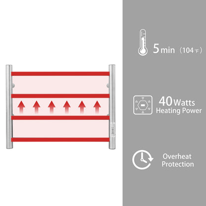 KEG Towel Warmer 8 Bars for Bathroom Freestanding or Wall Mounted Bath Towel Heater Plug-in with Built-in Timer Silver