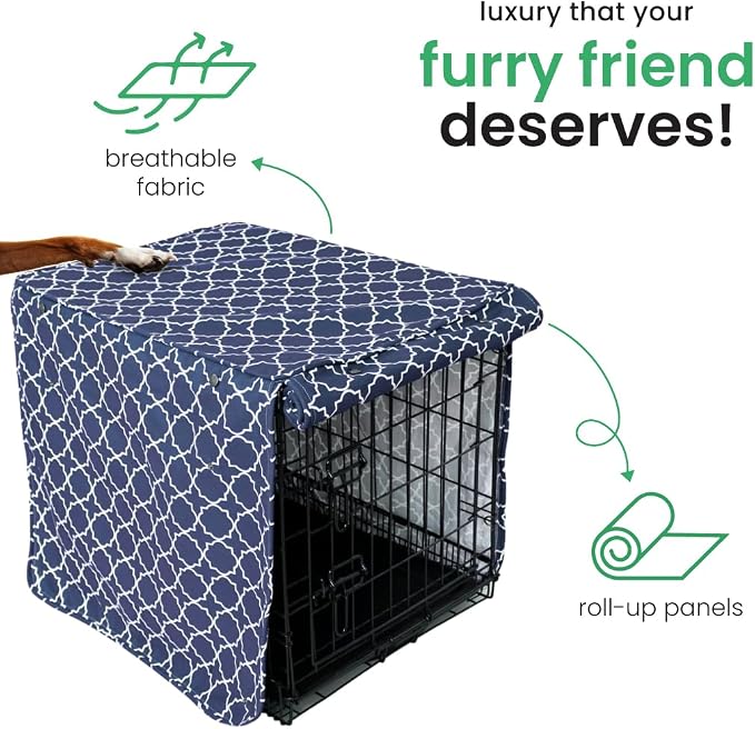 Molly Mutt Romeo & Juliet Dog Crate Cover, 100% Cotton Canvas Cover with 2 Roll-Up Panels, Ideal for Dog or Cat Crate, Durable, Washable, and Free of Harmful Chemicals, 30" x 21" x 24"