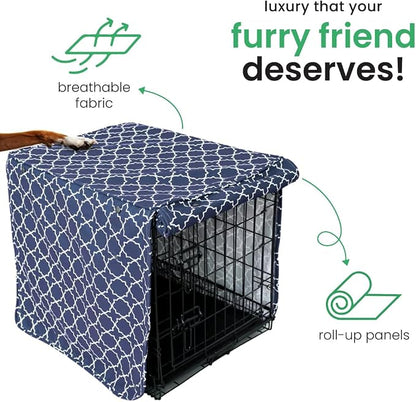 Molly Mutt Romeo & Juliet Dog Crate Cover, 100% Cotton Canvas Cover with 2 Roll-Up Panels, Ideal for Dog or Cat Crate, Durable, Washable, and Free of Harmful Chemicals, 42" x 28" x 31"