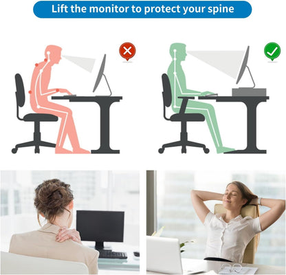 gianotter Computer Monitor Stand Riser, Desk Organizers and Accessories with Drawer, Office Desk Accessories & Workspace Desktop Organizers Storage for Classroom Office Supplies (Black)