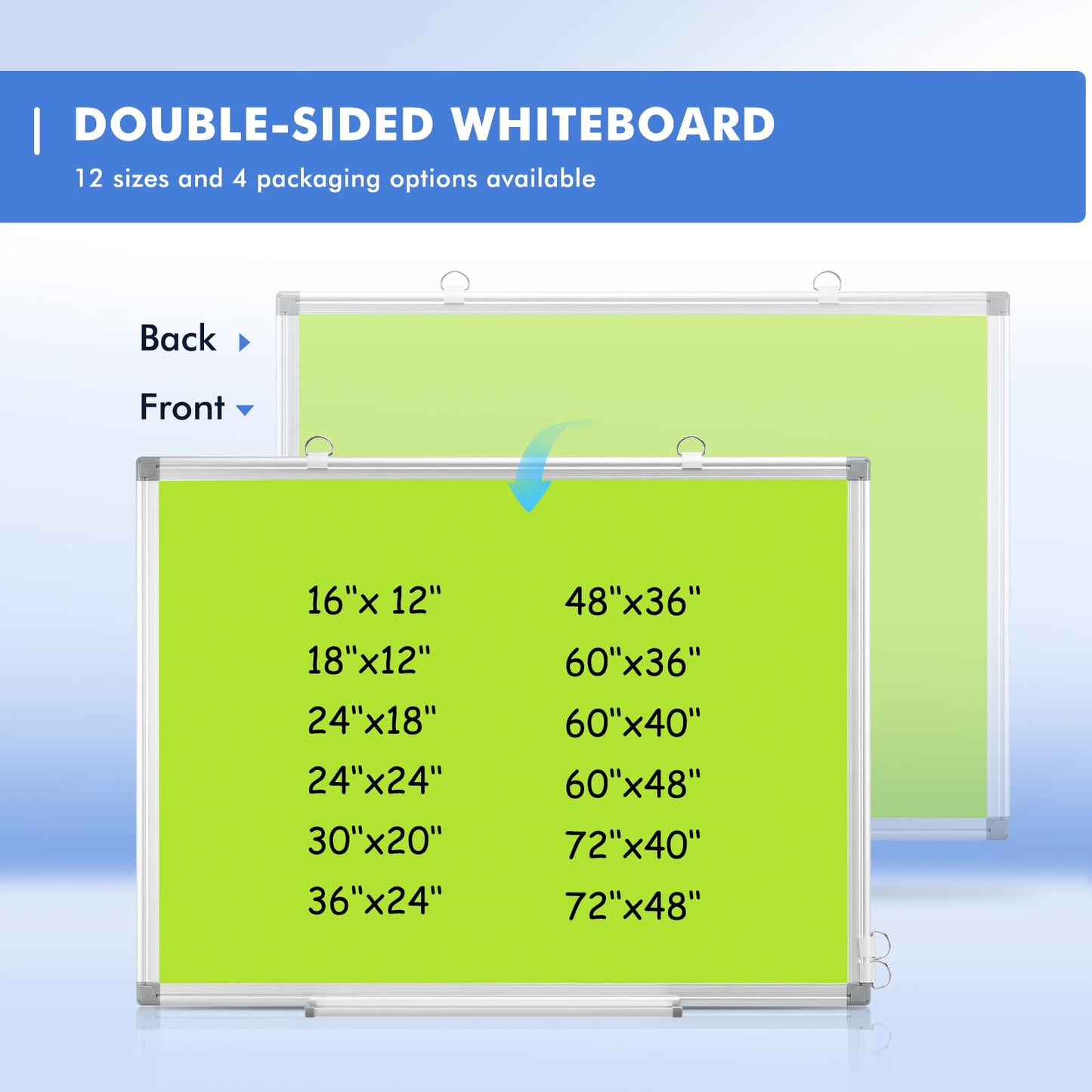 WALGLASS Magnetic Whiteboard 24"x18" Dry Erase White Board for Walls with Pen Tray, Aluminium Frame and Dry-Wipe Writing Surface for Drawing, Home, and Office (Green)