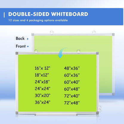 WALGLASS Magnetic Whiteboard 24"x18" Dry Erase White Board for Walls with Pen Tray, Aluminium Frame and Dry-Wipe Writing Surface for Drawing, Home, and Office (Green)