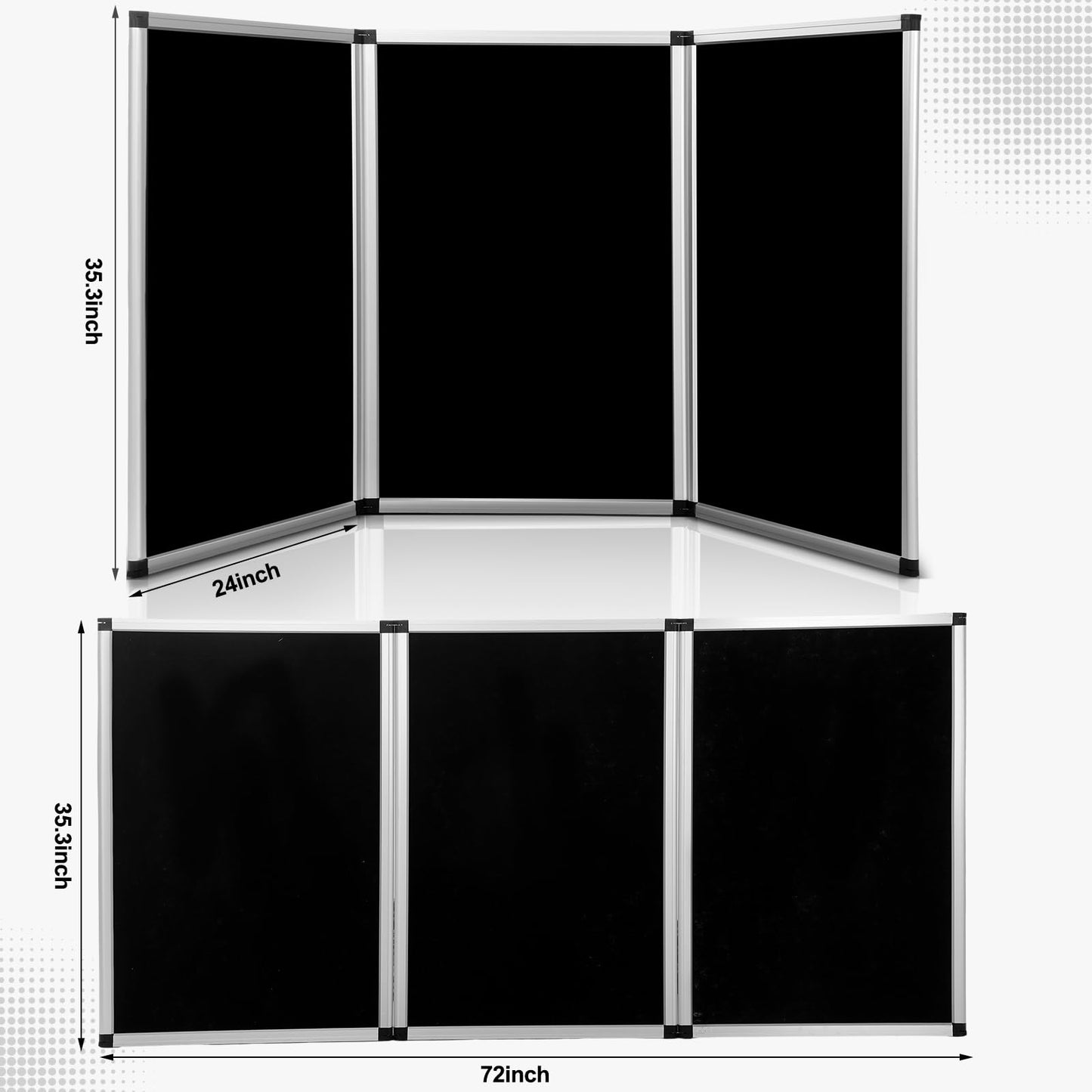Sherr 3 Panel Trade Show Presentation Board, 72 x 35.3 inches Tri Fold Display Board, Black Single Sided Tabletop Display, Folding Panel for Trade Show Table Top