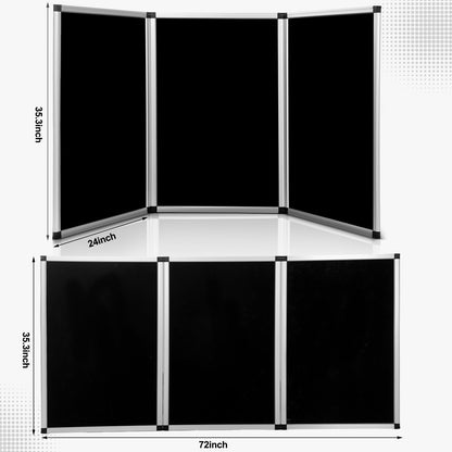 Sherr 3 Panel Trade Show Presentation Board, 72 x 35.3 inches Tri Fold Display Board, Black Single Sided Tabletop Display, Folding Panel for Trade Show Table Top