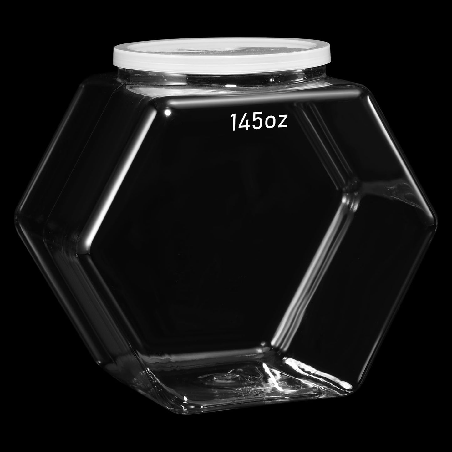 Uiifan 1 Piece Plastic Candy Jar with Lid Clear Fish Bowls Cookie Jar Hexagonal Containers for Snacks, Dog Food, Desk Pet, Craft and Sewing Supplies, Coffee Pod, Laundry Pod Storage Display(145 oz)