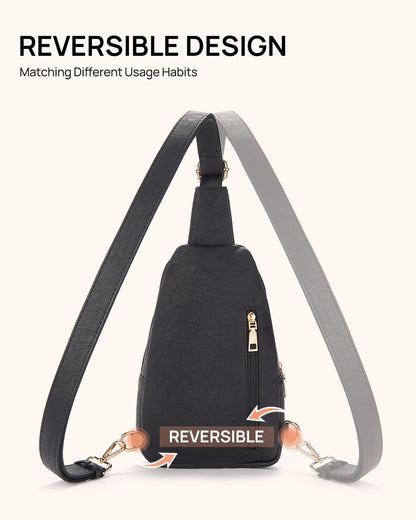 Telena Crossbody Bags for Women Leather Sling Bag for Woman Travel Black