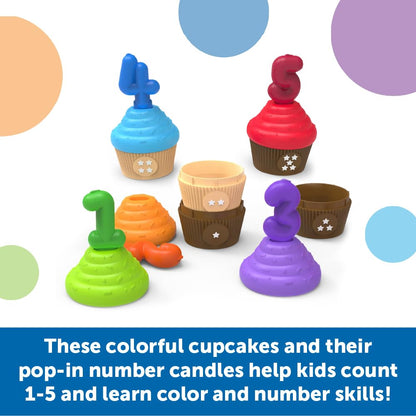 Learning Resources Counting Cupcakes - Number and Color Recognition Skills, Kitchen Play Food for Kids, Fine Motor Skills, Matching Toys, Homeschool, Birthday Gifts for Boys and Girls