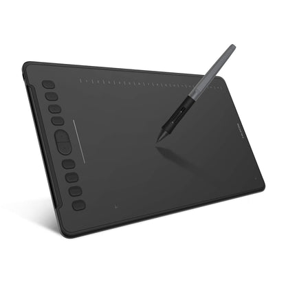 HUION Inspiroy H1161 Graphics Drawing Tablets, Touch Strip and 8192 Pen Pressure Sketch Tablet with Battery-Free Stylus,10 Shortcut Keys, Compatible with Android, Windows, and Mac Black