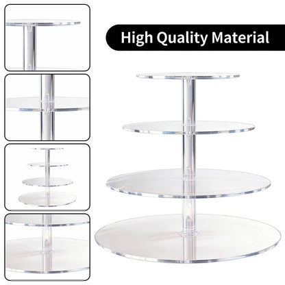 Vankcp 1 Pcs Cupcake Stand, 4-Tier Round Acrylic Cupcake Display Stand for 50 Cupcakes, Clear 4 Tier Cupcake Stand for Wedding Birthday Party，Halloween
