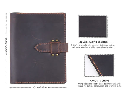 Robrasim Handmade Leather Sketchbook Cover, Leather Artist Sketch Pad Cover for 5.5" x 8.5" Sketchbook, Drawing Book and Pencil Case, Journal Notebook Portfolio, Artis Gifts-Coffee