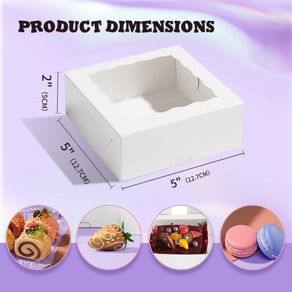 TEMLQPACK 20pcs 5x5x2 Inch Window Boxes - Fits Cookies, Soap, Chocolate, Macaron, Cake & Gift Goodies
