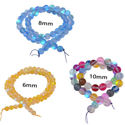 Matte Aurora Crystal Glass Beads Gemstone 6MM Red Frosted Glitter Shining Mermaid Round Loose Beads Frosted Moonstone for Jewelry Making