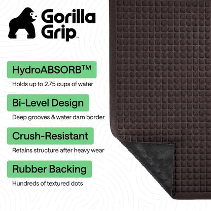 GORILLA GRIP® Ultra Absorbent Front Door Mat Outside Entrance 72x24, Traps Dirt and Moisture, HydroABSORB Indoor Outdoor Doormat Holds Up to 2.75 Cups Water, Stain & Fade Resistant Welcome Mat Coffee