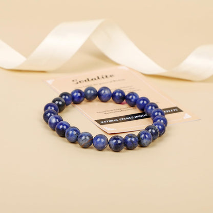 AD Beads Handmade Gemstone Stretch Elastic Bracelet Crystal Healing Reiki Nature's Beauty and Spiritual Essence Unisex (6mm, Blue Sodalite)