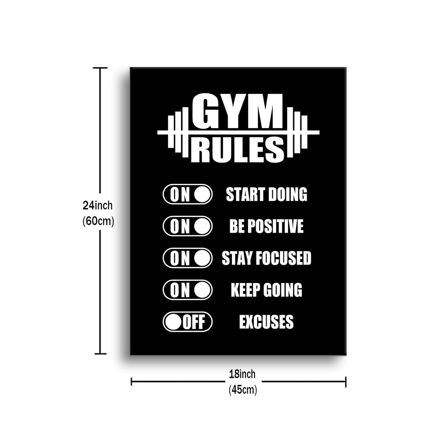 YSPCSUN Motivational Gym Posters For Home Workout Room Decor Inspirational Fitness Rules Canvas Wall Art Barbell Signs For Weightlifting Bodybuilding Garage Ready To Hang 24x18 Inch