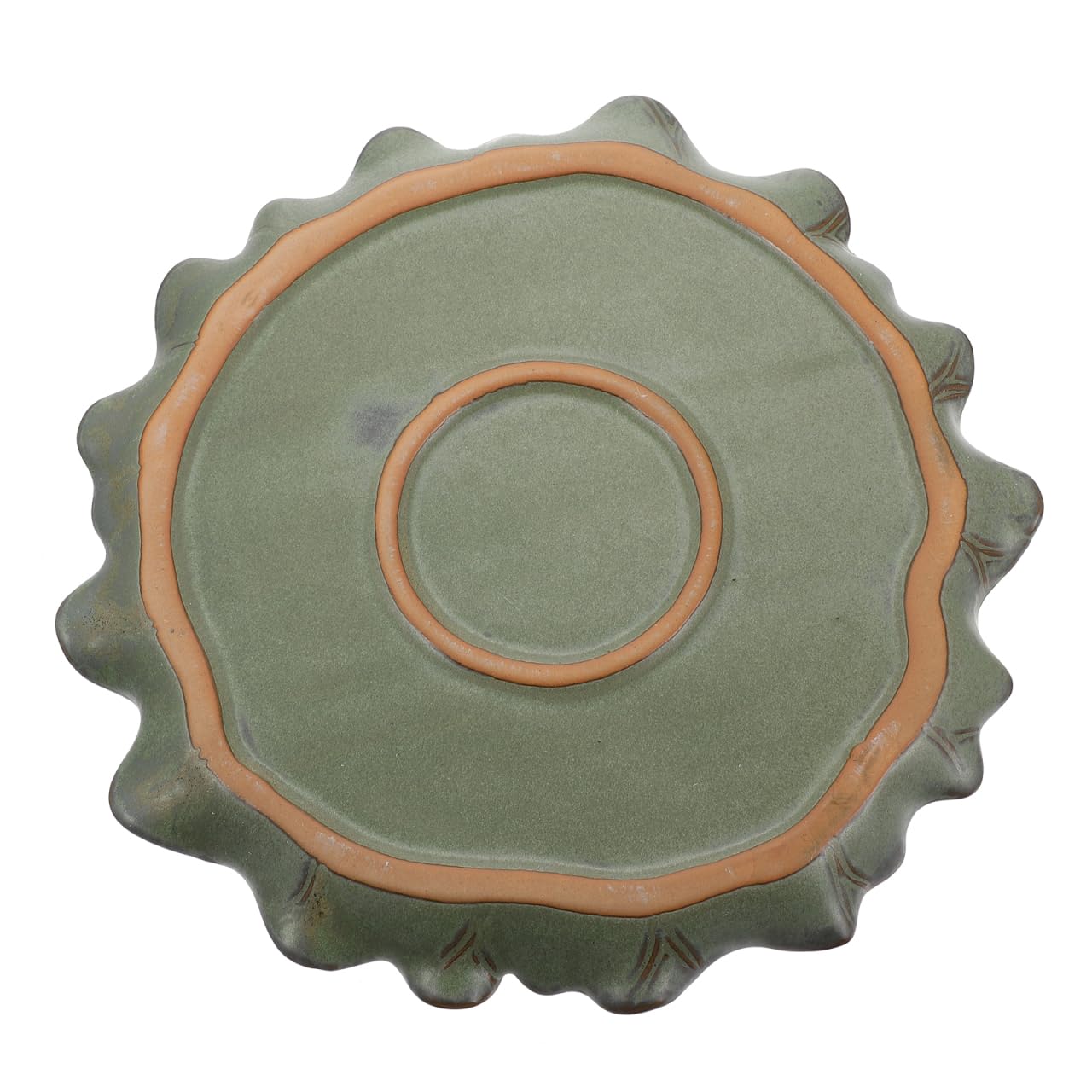 Yardwe Lotus Leaf Ceramic Plant Saucer Tray 9.44 Inch Bonsai Pot Base for Indoor Outdoor Succulent Planters Balcony Garden Protection