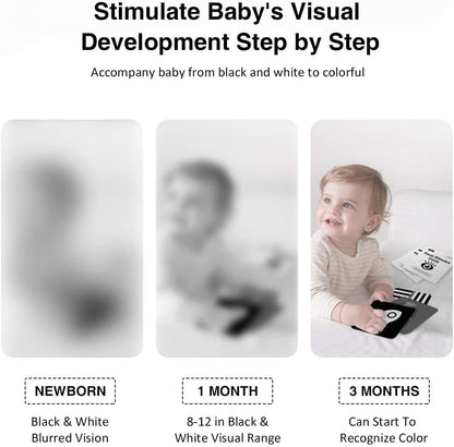 beiens High Contrast Baby Flashcards, Black White Color Newborn Brain Development Toys, Visual Stimulation Learning Activity Cards, Educational Infants Gift (Black & White(for 0-3 Months))