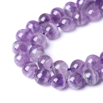 10MM 38PCS Purple Amethyst Dream Lace Beads Natural Quartz Crystal Stone Loose Beads for Jewelry Making DIY Bracelet Grade A+ 15 inches Strand