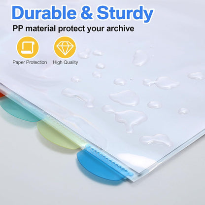 ReliThick 4 Set of 32 Pack Clear Binder Sheet Protectors with Tabs for 3 Ring Binder 8 Tab Binder Dividers with Pockets and Tabs Plastic Page Protector Insertable Index Divider, 8.5 x 11 Inch