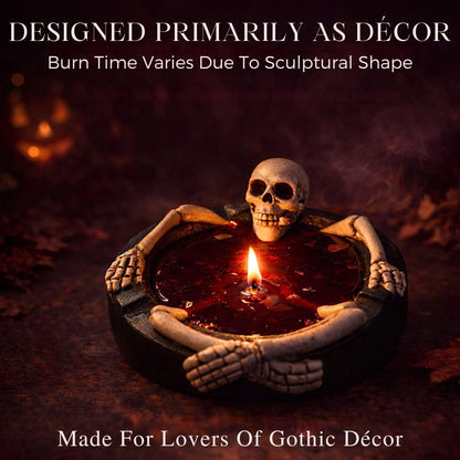 Skeleton Halloween Scented Candle, 13.5oz (385g) Spooky Decorative Skull Bowl Candle, Soy Wax Blend with Cotton Wick, Gothic Halloween Home Decor Centerpiece – Paris in Reverse Scent