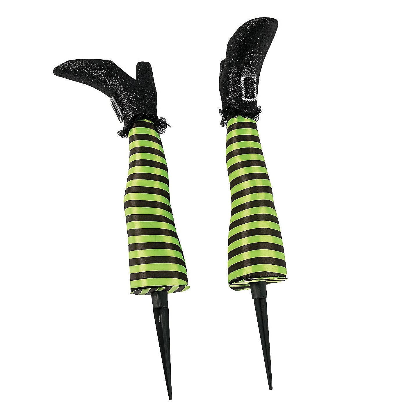 Fun Express Witch Legs Yard Stakes Halloween Decorations Outdoor - 2 Pack Crashing Witch Decor 18" Foam Stakes for Front Yard, Lawn & Garden | Funny Upside Down Witches Legs Halloween Decorations
