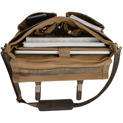 KomalC 16 Inch Leather briefcase Laptop Messenger Bags for Men and Women Best Office Satchel Bag