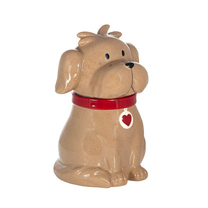 SPOTTED DOG GIFT COMPANY Ceramic Cookie Jar with Lid, Large Dog Treat Jar for Cookies & Biscuits, Cute Novelty Storage Container for Kitchen Counter, Gifts for Dog Lovers - 49oz Brown