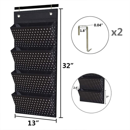 Eamay 4 Pocket White Dots Wall Mount/Over Door File Hanging Storage Organizer - Office Supplies, School, Classroom, Office or Home Use