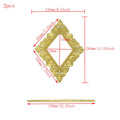 Mewutal 2 Pack Gold Curtain Tiebacks Square Curtain Holdbacks Plastic Curtain Clips Buckle Drapery Holdbacks Crystal Drapery Tiebacks for Home Window Decoration, with Fixing Rod (Gold Rhombus)