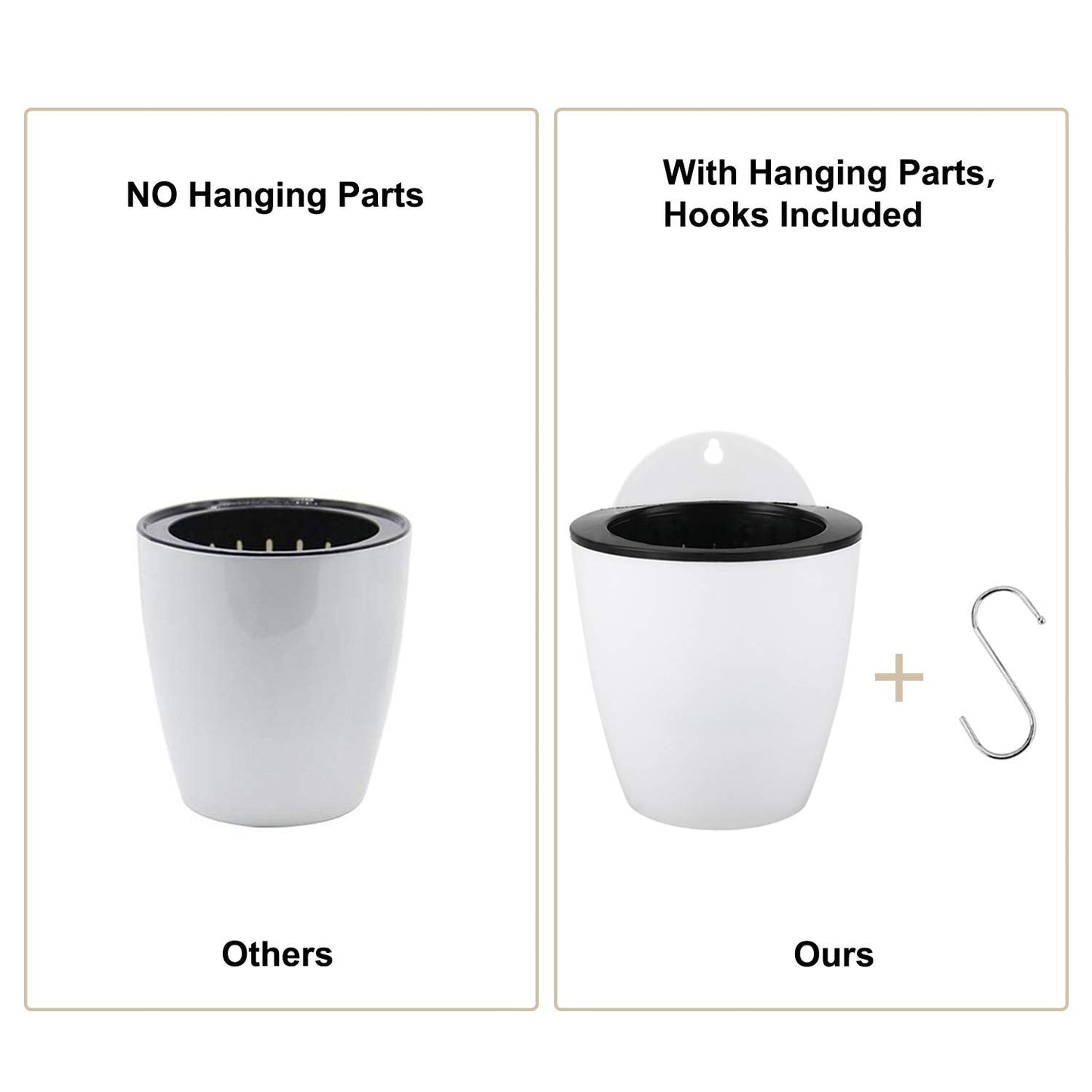 Homend 7 Pack Self Watering Hanging Planters, L Size, Suitable for Indoor or Outdoor Use, Durable and Great for Gifting