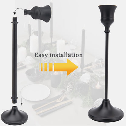 Black Candle Holders Set of 6, Candle Stick Candle Holder Black, Matte Black Taper Candle Holders for Home Decor, Wedding, Dinning, Party