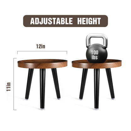 KGPLOME Indoor Plant Stand,Wood Mid Century Plant Table in Walnut Finish,Tall Plant Stand for Flower Pot,Modern Round Small Side End Table with Raised Design (Walnut, 12"x10.8")