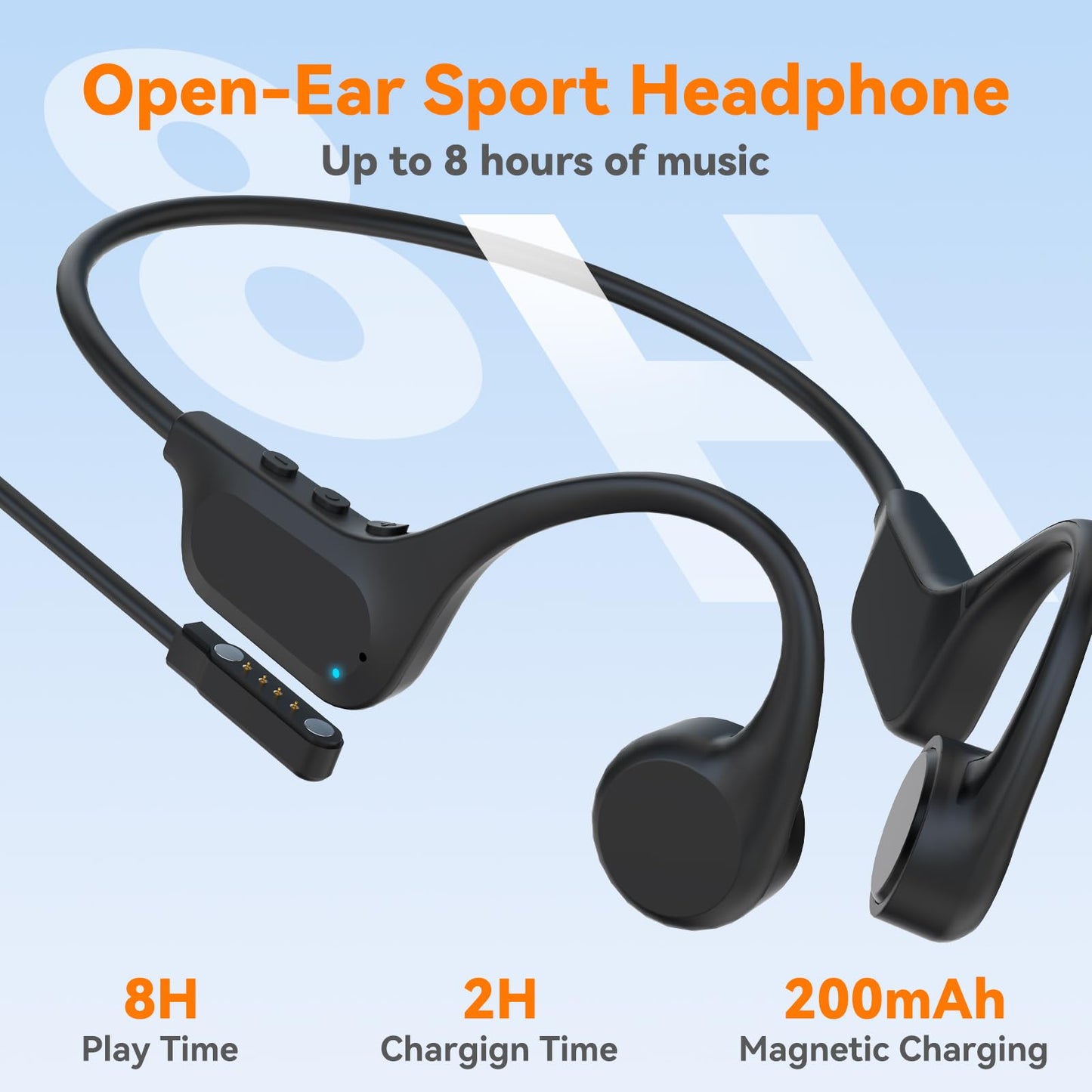RR SPORTS Bone Conduction Bluetooth Headphones-SwimBeats,IP68 Waterproof Swimming Headphones with 32GB MP3 Player, Lightweight Open Ear Design for Swimming/Surfing/Marathon/Cycling(Orange