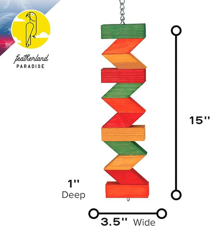 Featherland Paradise - Multi-Colored Zig Zag Chew - Bird Toys for Large Birds
