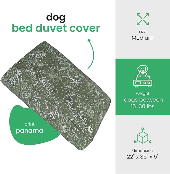 Molly Mutt Panama Dog Bed Duvet Cover, 100% Cotton Canvas Cover for Dog, Puppy, or Cat Bed, Durable, Washable, and Free of Harmful Chemicals, Huge, 36"x45"x5"