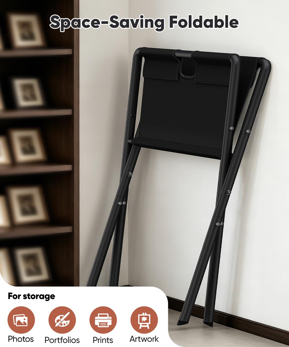 Mocomax Canvas Art Print Rack, Portable Folding Art Display Stand for Painting, Posters, Artwork, Prints, Canvas, Panels, Art Storage Drying Rack in Artist Galleries, Studios, 32.2"Wx25.5"Dx42.5"H (L)