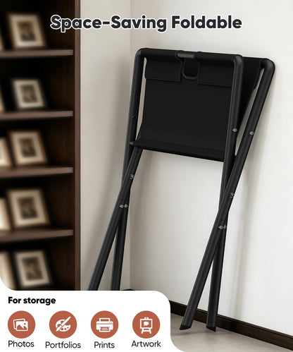 Mocomax Canvas Art Print Rack, Portable Folding Art Display Stand for Painting, Posters, Artwork, Prints, Canvas, Panels, Art Storage Drying Rack in Artist Galleries, Studios, 32.2"Wx25.5"Dx42.5"H (L)