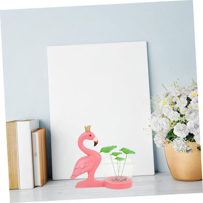 Healifty Creative Flamingo Statue Hydroponic Vase for Desktop Plant Terrarium Glass Centerpiece Vase for Home Office Decoration Elegant Shelf and Bedside Display