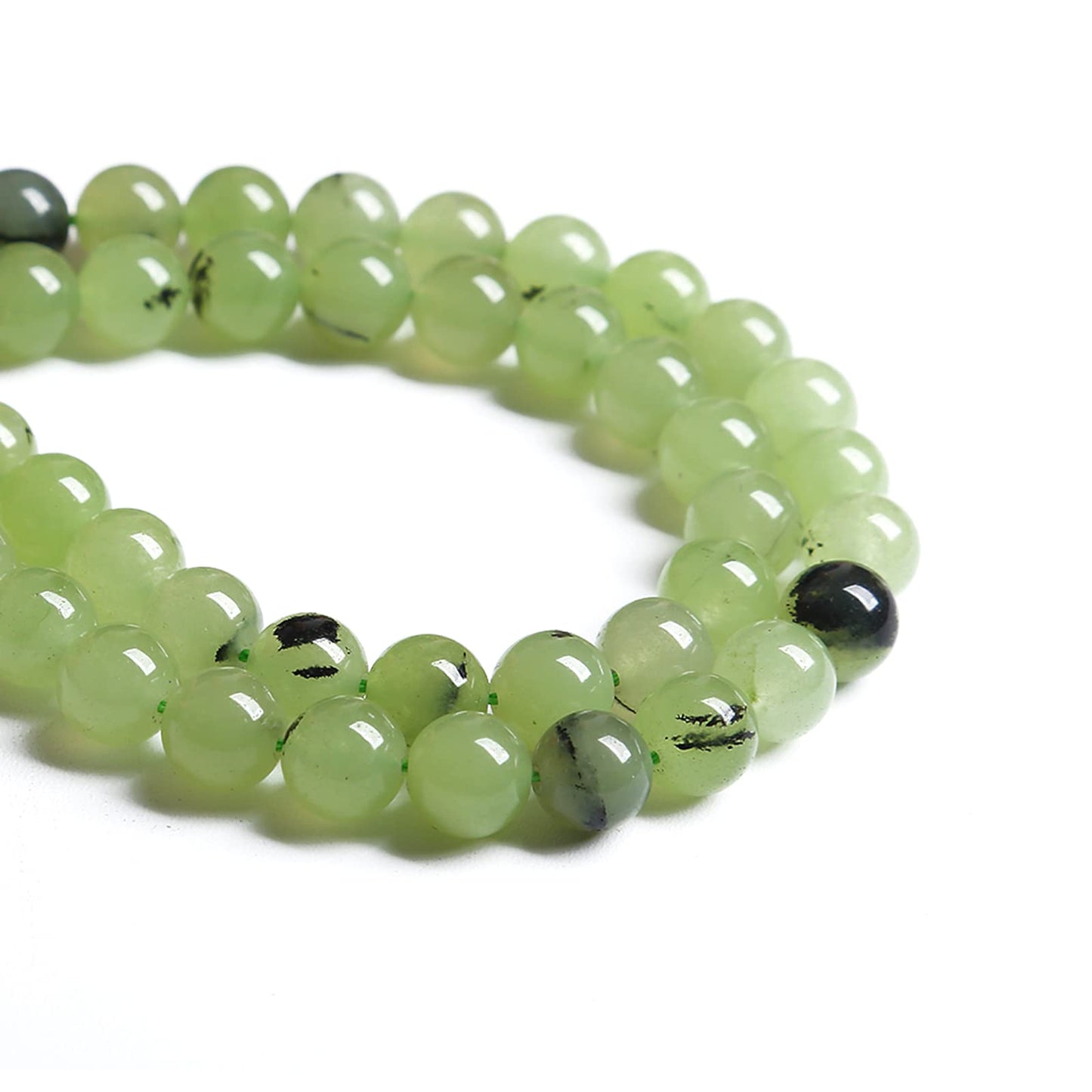8MM 46PCS Natural Stone Prehnite Jade Loose Beads for Jewelry Making DIY Bracelet Necklace