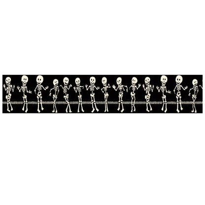 IOHEFY Skeleton Halloween Wallpaper Border 196x4 Inch Removable Wall Border Peel and Stick Dancing Bones Design for Bedroom Bathroom Living Room Kitchen Wall Trim Decor Spooky Gothic Holiday Style
