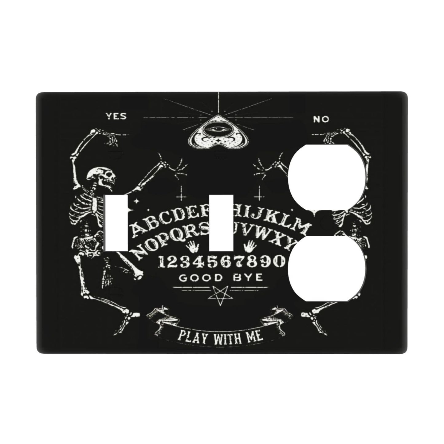 Gothic Skull Mysterious Skeleton 3 Gang Combination 2 Toggle 1 Duplex Receptacle Outlet Covers Light Switch Cover Combo Wallplate Decorative Faceplate
