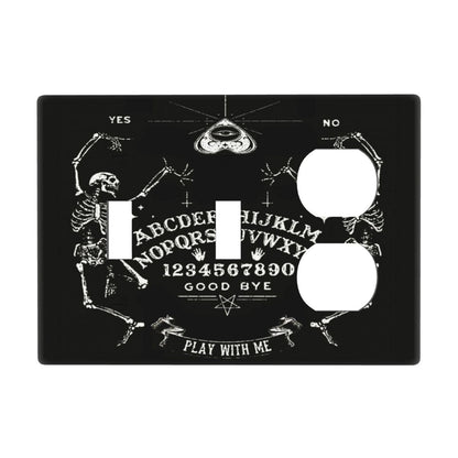 Gothic Skull Mysterious Skeleton 3 Gang Combination 2 Toggle 1 Duplex Receptacle Outlet Covers Light Switch Cover Combo Wallplate Decorative Faceplate