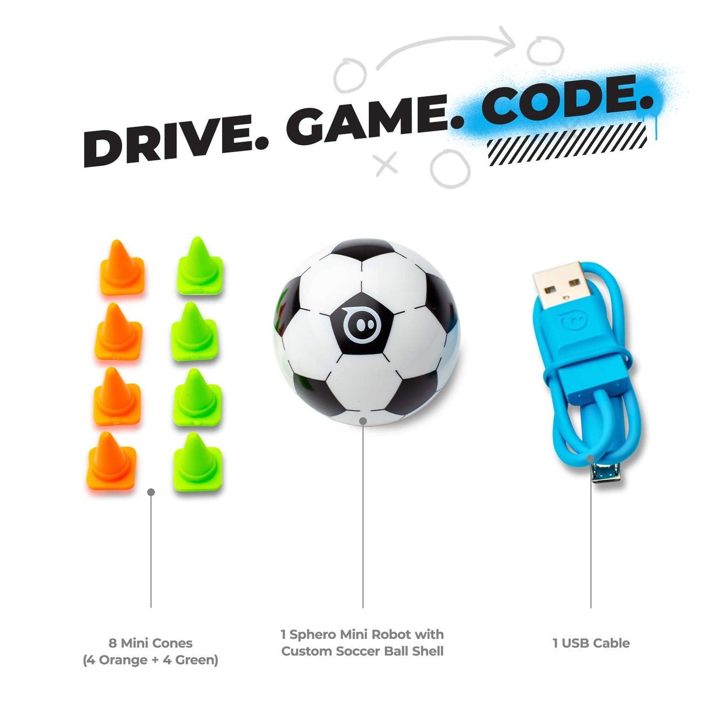 Sphero Mini Soccer - Coding Robot Ball - Educational Coding and Gaming for Kids and Teens - Bluetooth Connectivity - Interactive and Fun Learning Experience for Ages 8+