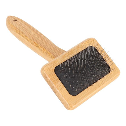 Pet Slicker Brush - Bamboo Dog Floating Hair Removing Wooden Brush with Hole Air Massage Grooming Open Knot Cleaning Slicker Finely Polished for Pet Tapestry (S)