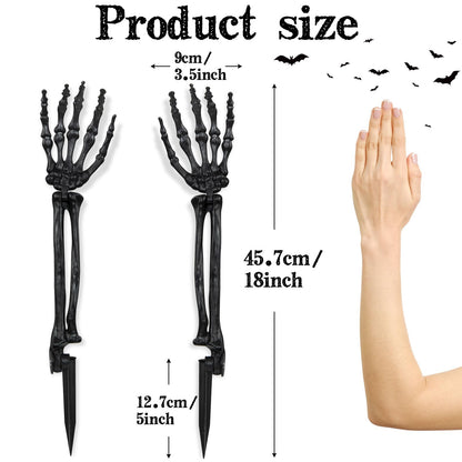 AOFOX Halloween Realistic Skeleton Stakes Zombie Ghost Arm Stake Severed Plastic Skeleton Hands Yard Signs for Halloween Props Decorations (4 Pcs Black)
