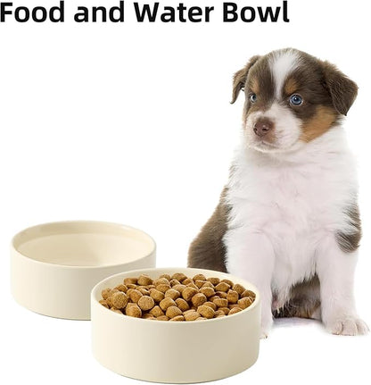 Havniva Cat Bowls Water Bowl Set of Two, 6.1” Ceramic Cat Food and Water Bowl Whisker Friendly Pet Food Bowls for Indoor Cats, Wide Cat Water Dish Prevent Whisker Fatigue Non Slip Cat Feeder