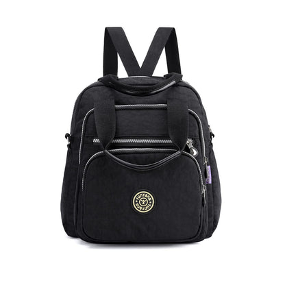 PORRASSO Casual Backpack Women Shoulder Bag Ladies Crossbody Bag Nylon Handbag Girl Daypack for Work Travel Daily Use, Black, L, Daypack Backpacks