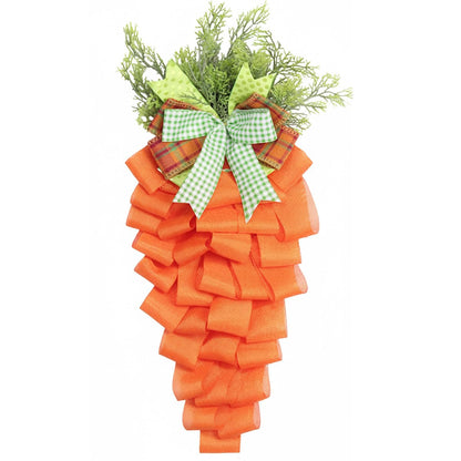 Easter Carrot Wreath Spring Decoration for Front Door, Rustic Stairway Swag Garland with Bow for Window Decor Party Supplies