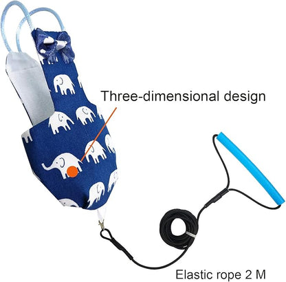 VANFAVORI Bird Diaper Harness Flight Suit Clothes with 80 Inch Flying Leash for Parrots Cockatiel Pet Birds Including A Cotton Pad, S Size, Elephant