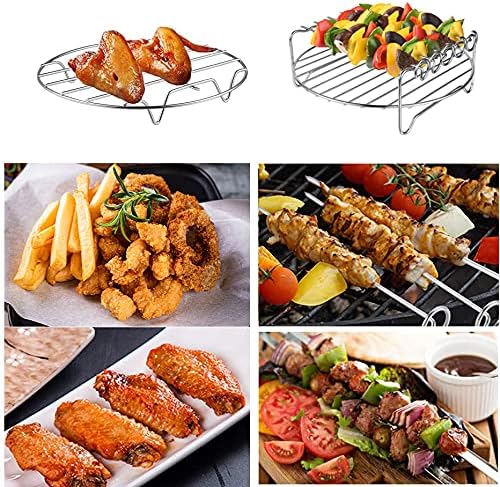 Air Fryer Rack XL Air Fryer Accessories Set of 2, Double Layer Rack with Skewer, Stackable Metal Holder